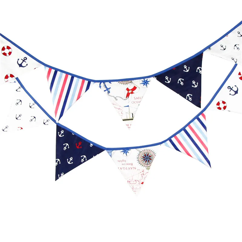Wedding Birthday Party Pirate Theme Decorations Home Banner Decoration Triangle Flag Party Supplies with Pirate Sailor Patterns