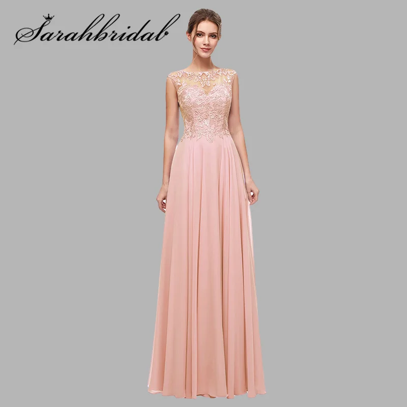 

Elegant Bridesmaid Dresses Scoop Illusion Maid Of Honor Gowns Sequins Embroidery Floor Length Robe Demoiselle D'Honneur 5311