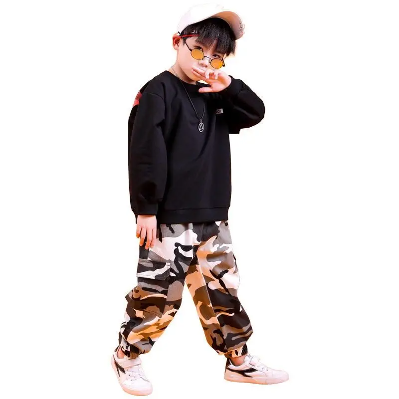 

Children Hip Hop Clothing Kids Boys Girls Jazz Street Dance Costume Spring Autumn Sweatshirt Pants Set Dancewear Stage Outfit