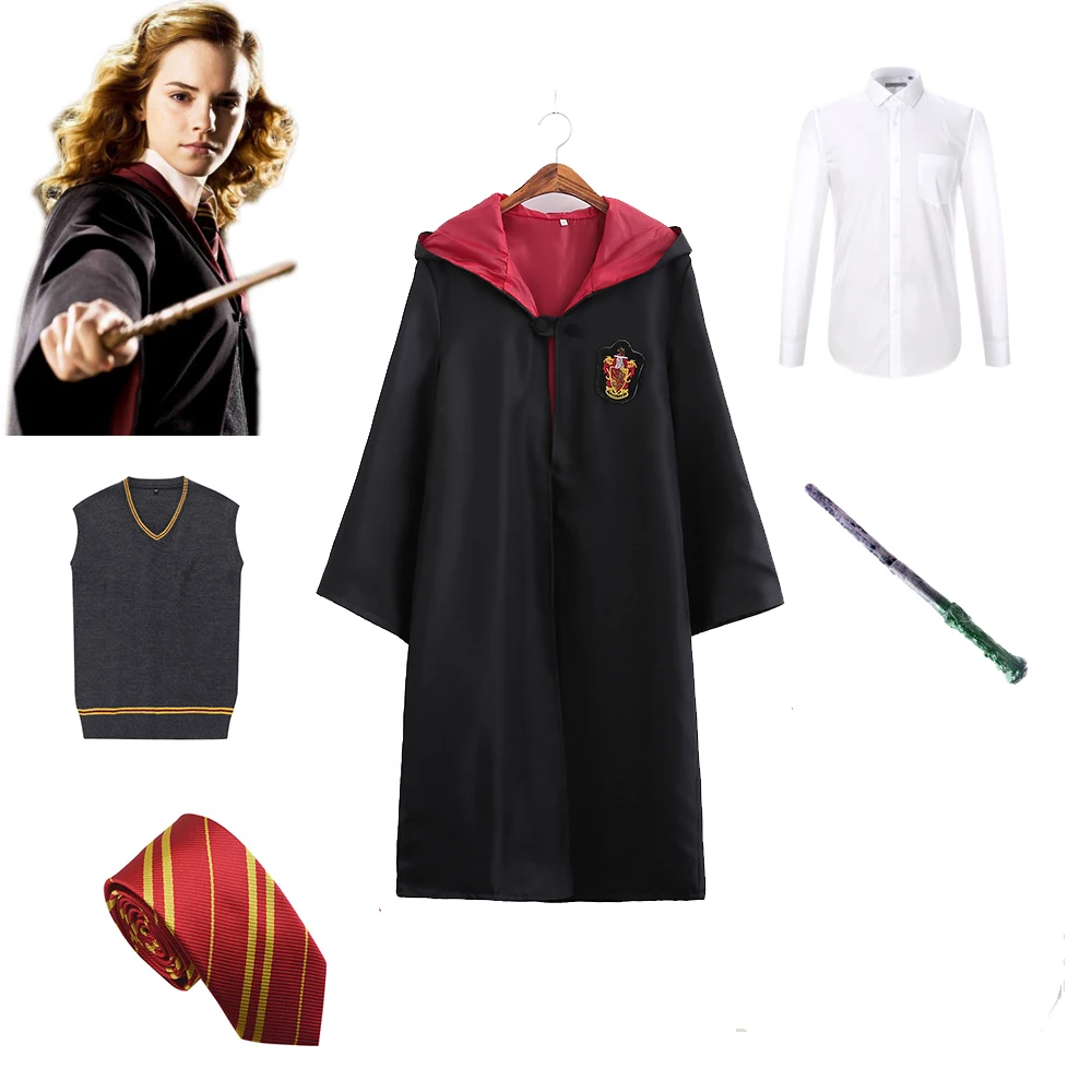 Gryffindor Халат-Мантия Гриффиндора Гермионы Грейнджер Хогвартс, маскарадный костюм для девочек и женщин на Хэллоуин, накидка волшебника Поттера - Цвет: Gryffindor