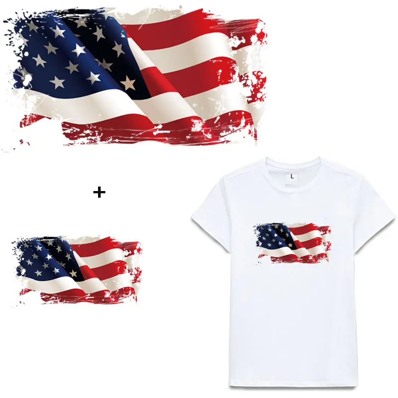 

American Flag Iron on Patches for Clothing Logo Iron on Vinyl Transfer Badge Stickers on Clothes Fabric Thermo Applique
