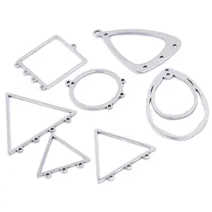 20 шт. треугольная квадратная рамка из нержавеющей стали, подвески для сережек с петлями, аксессуары для самостоятельного изготовления ювелирных украшений