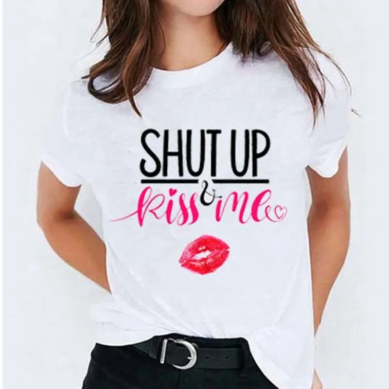 

New Women T-Shirts Color Lip Print Casual Tops Harajuku Tee Summer Short Sleeve Female T Shirt For Woman Clothes Plus Size