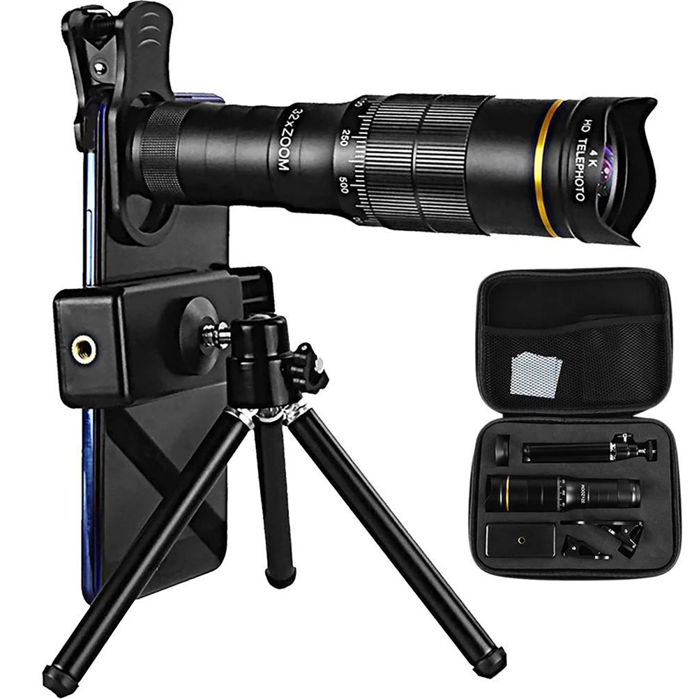 

32X Monocular Telescope Waterproof Fogproof Monocular Day and Low Night Vision Monocular with Smartphone Holder and Tripod