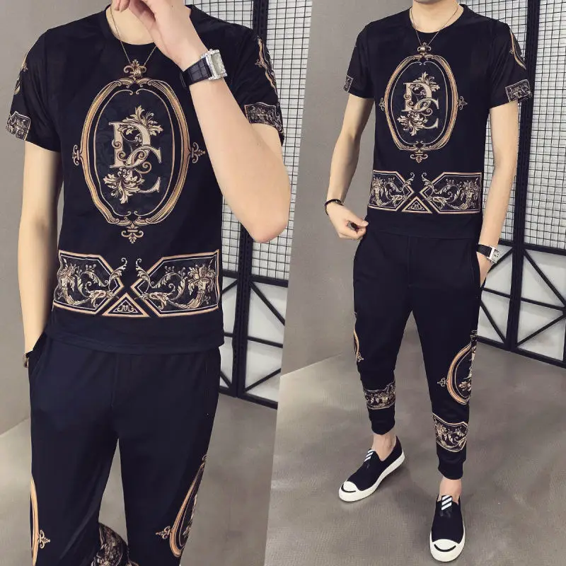 

Outfits male summer students Korean fashion short sleeve social sports casual clothes men's set