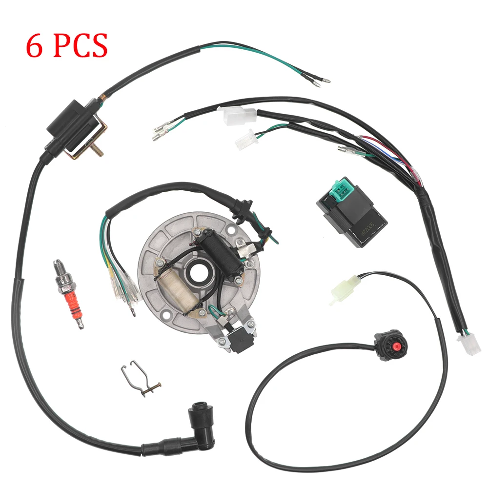 

1 Set New Style Wiring Loom Harness Motorcycle ATV Quad Parts Fit For Kick Start Dirt Pit Bike CDI Coil SparkPlug Kit 50CC 110CC