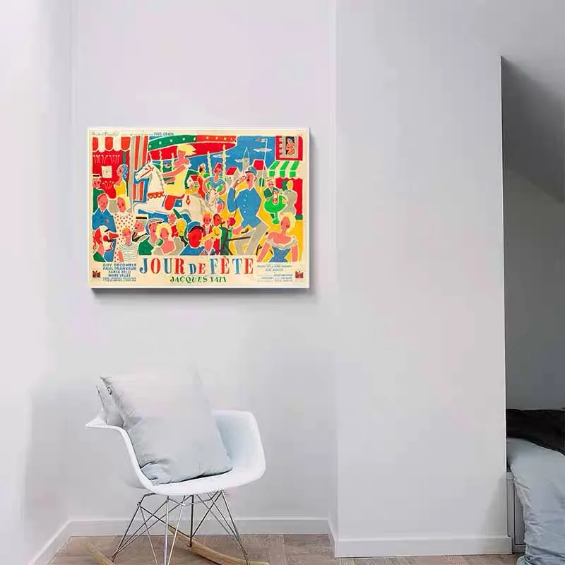 Постер в стиле ретро с изображением празднования Дня Жака Тато настенное