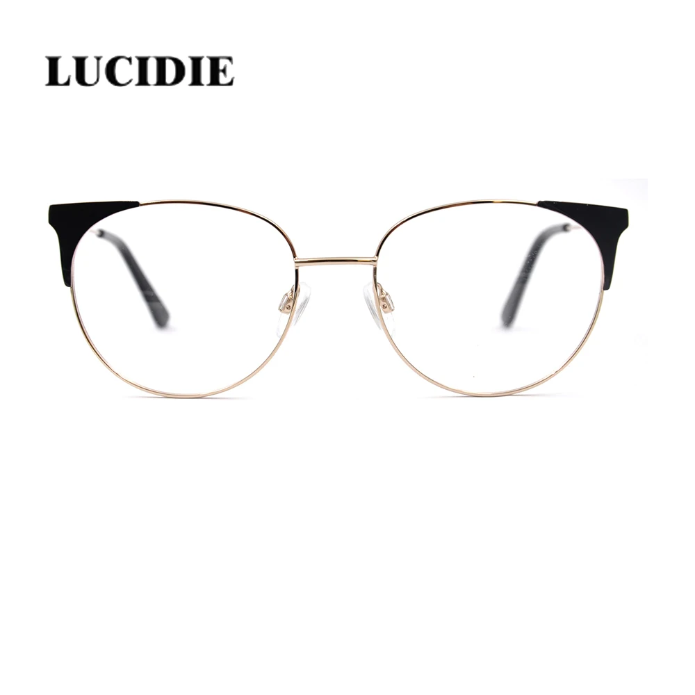 Женские модные очки в оправе кошачий глаз с прозрачными линзами черная Золотая