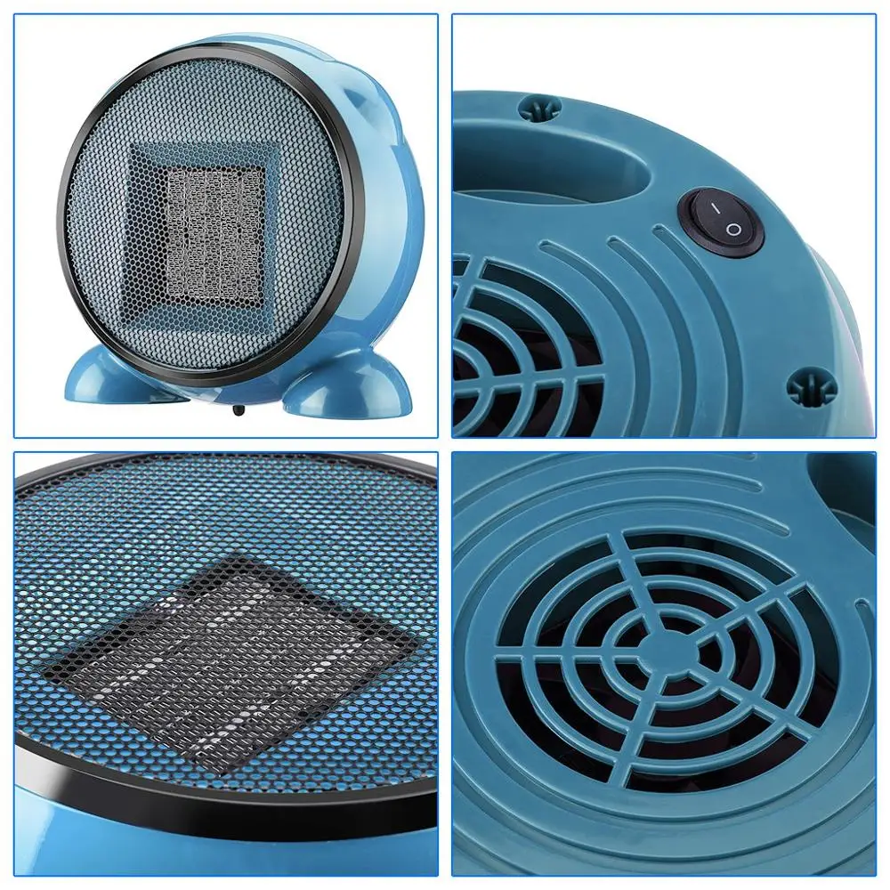 

Portable cartoon desktop heater heater UK plug mini space heater fan portable electric home office ceramic heating element 30D5