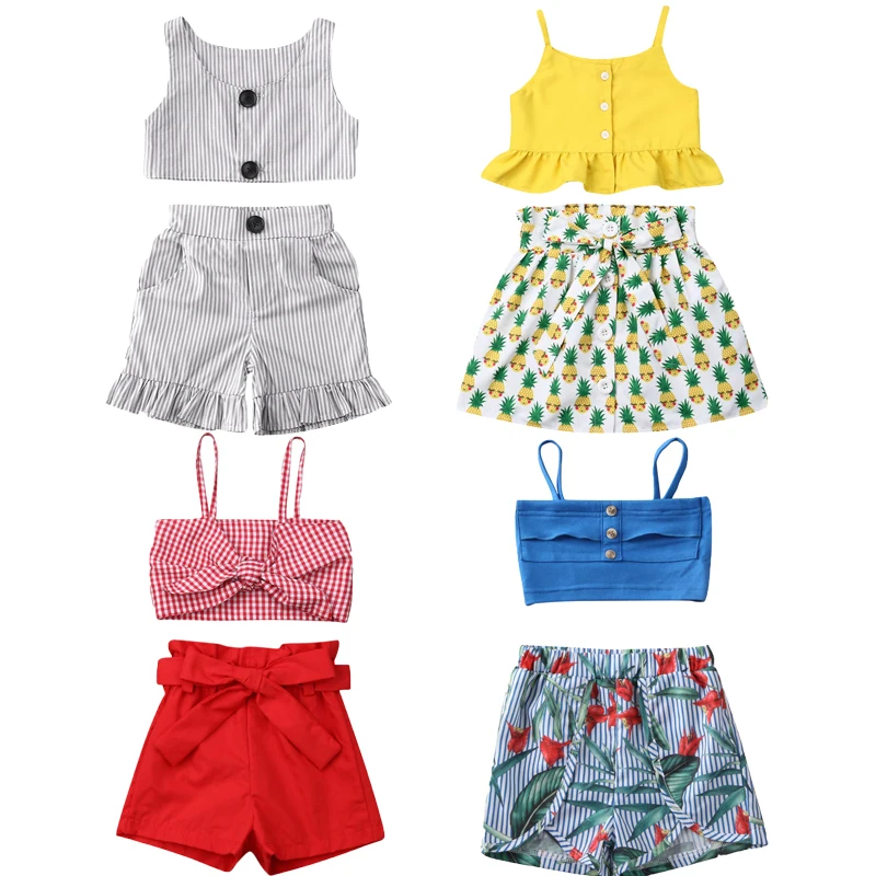 4 стиля комплекты одежды для маленьких девочек полосатая футболка на бретельках