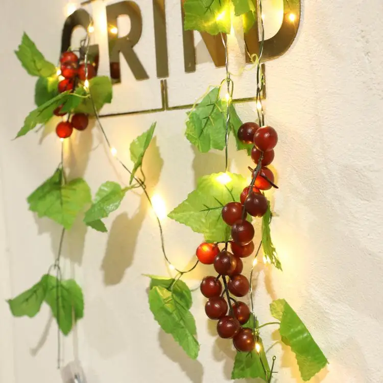 2 м 20 светодиодов имитация винограда листья лоза в Форме Розы бусины Гирлянда
