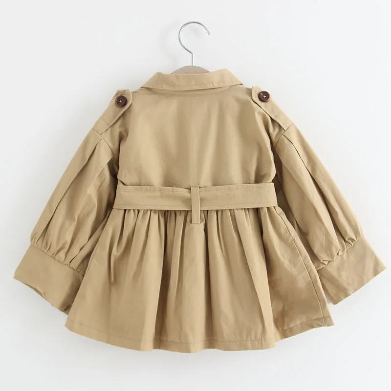 Осенне-зимний детский тренчкот для девочек одежда маленьких куртка пальто хаки