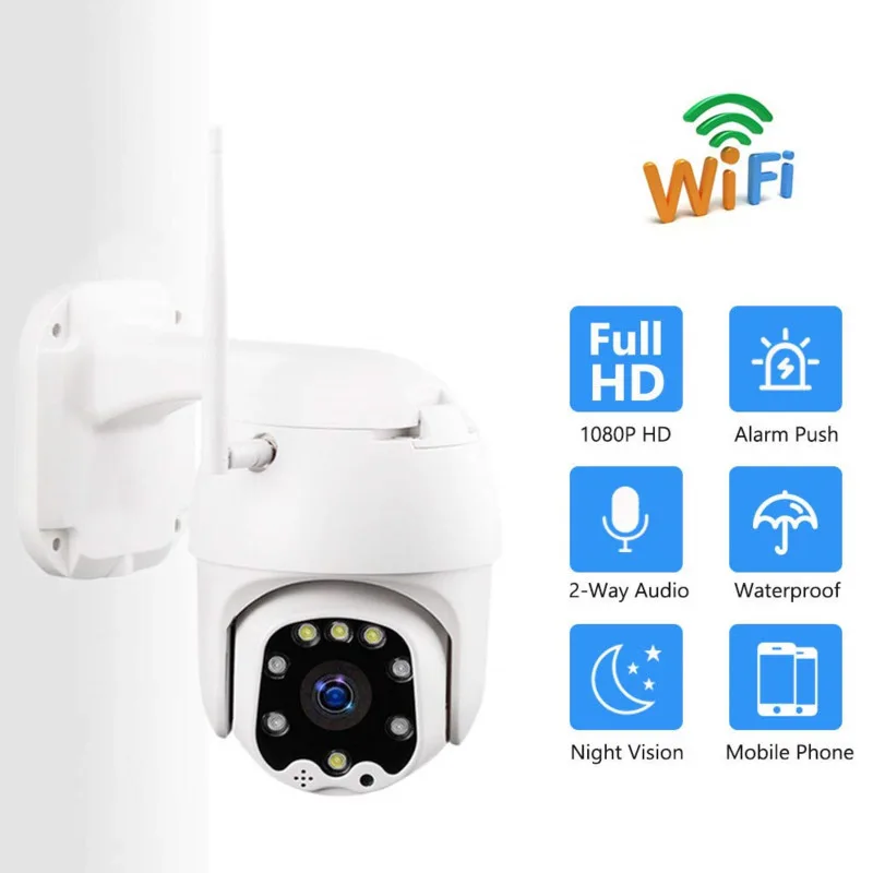 Мини 2.0MP Wifi IP камера 1080P наружная Водонепроницаемая беспроводная CCTV PTZ 360 °