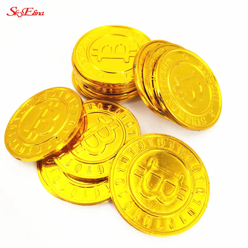 50 шт. и 100 пластиковые золотые монеты для детей|Сувениры вечеринок| |