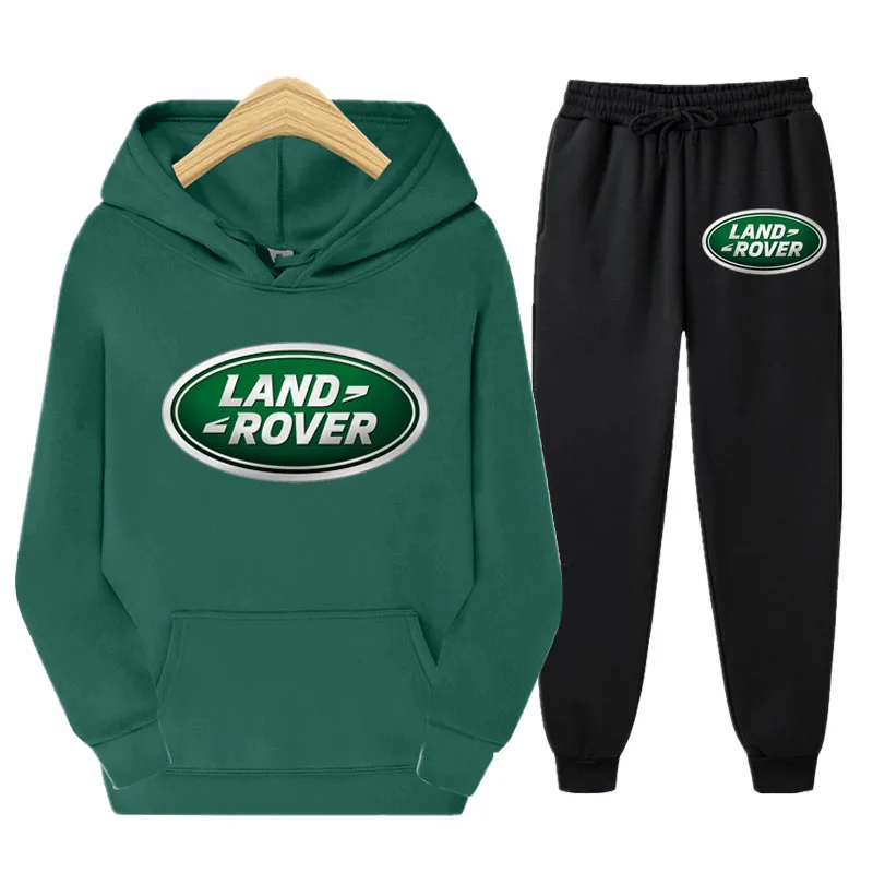 

2021 Men's Land Rover Car Logo 2-Piece Sportswear Hooded Sweatshirt + Pants Pullover Hoodie Sportswear Suit Casual Men's