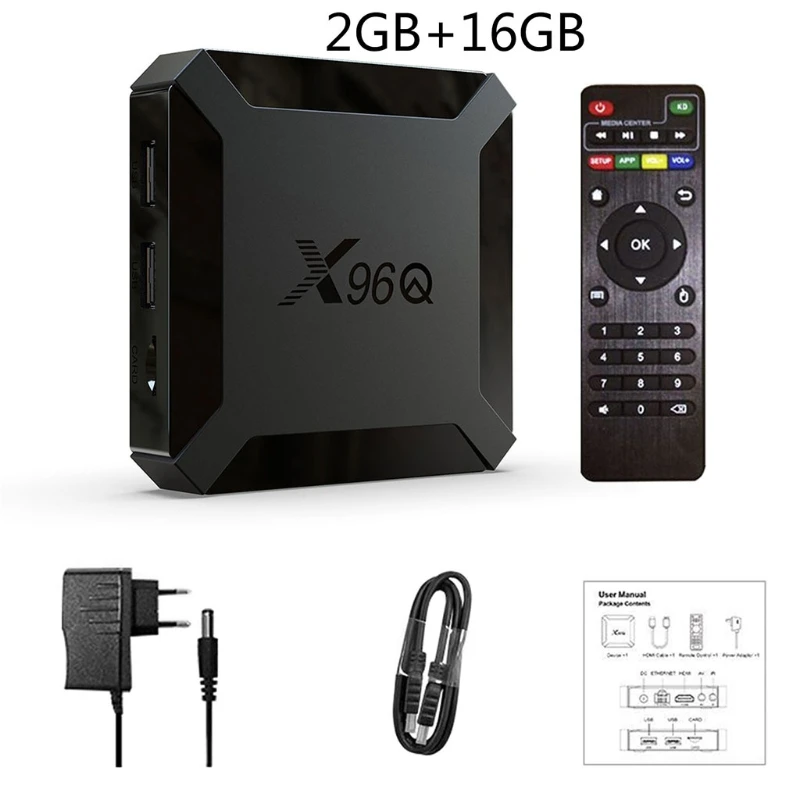 

X96Q Smart TV BOX And roid 10.0 Allwinner H313 Quad Core 2GB 16GB 4K H D Set-Top Box