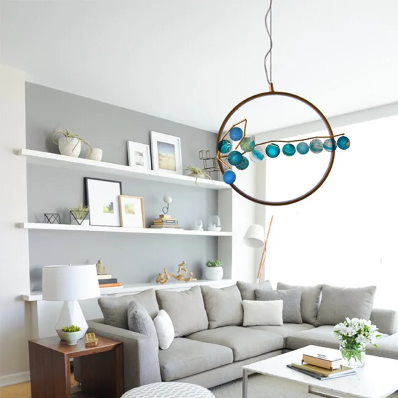 Подвесная люстра в скандинавском стиле роскошная оригинальная кольцевая из