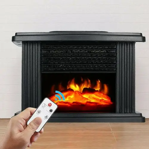 

1000W Electric Fireplace Stove Heater Wood Flame And Logs Household Winter Heating Machine With Remote Control
