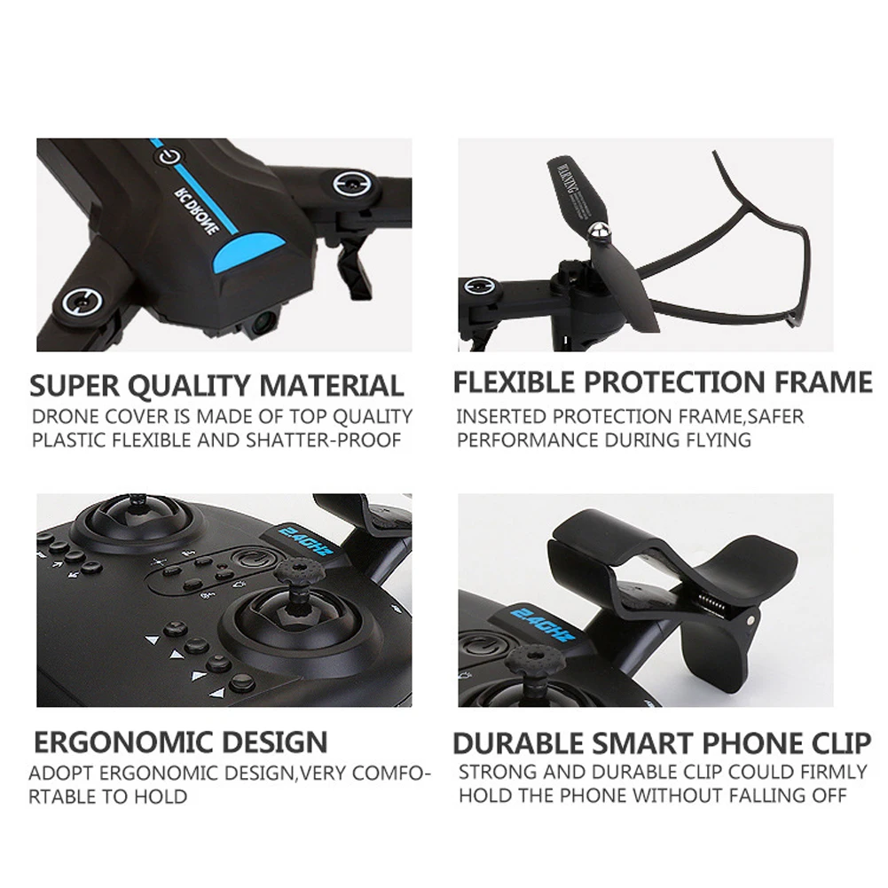 

Toys WIFI FPV Headless Mode Aerial Wide Angle Drone HD Camera RC Quadcopter Mini Foldable Real Time Altitude Hold Kids Gift