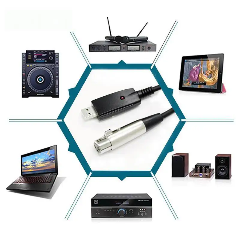 300 см USB XLR линия кабель медный сердечник микрофонный бас гитара прочный черный