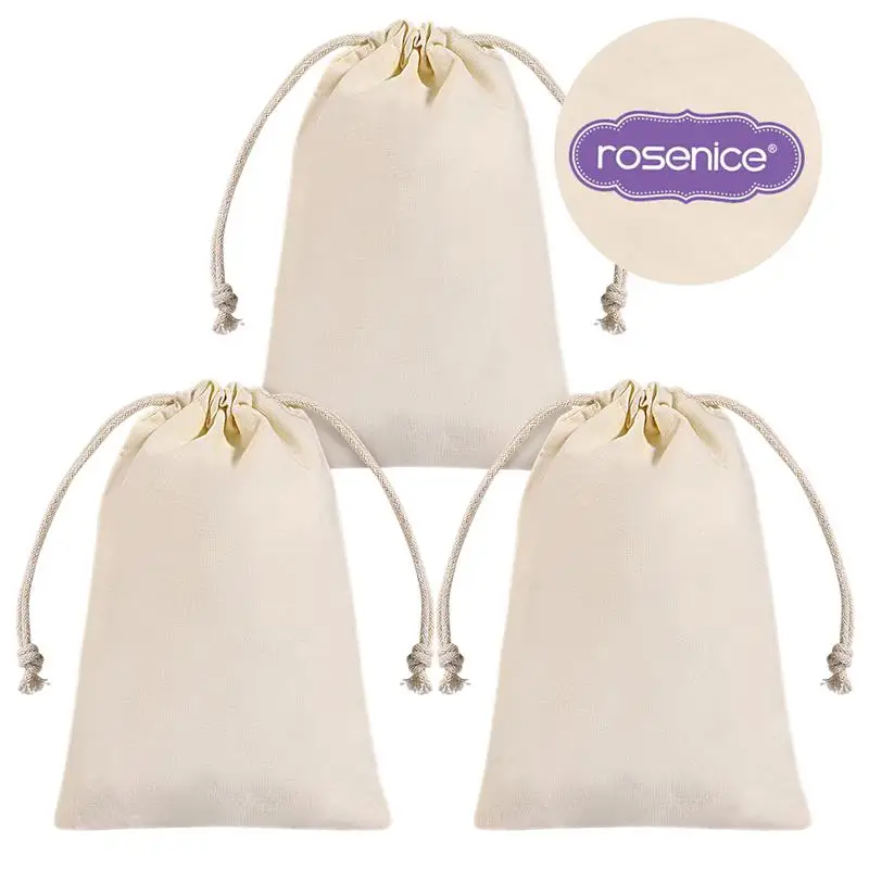 10PCS Cotton Simple Nice Good Quality Drawstring Pouches for Gifts Wedding | Дом и сад