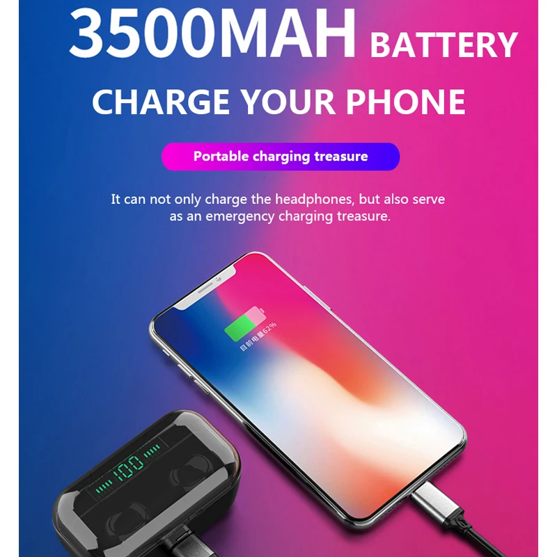 Беспроводные наушники UTRAI Bluetooth 8D стерео TWS 5 0 гарнитура светодиодный сенсорное