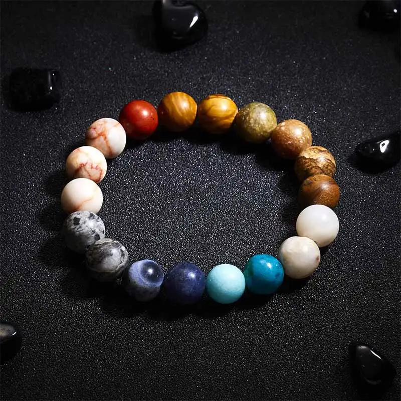

Trendy Eight Planets Bead Bracelet Men Natural Stone Universe Yoga Chakra Solar Bracelet for Men Jewelry Dropshipping