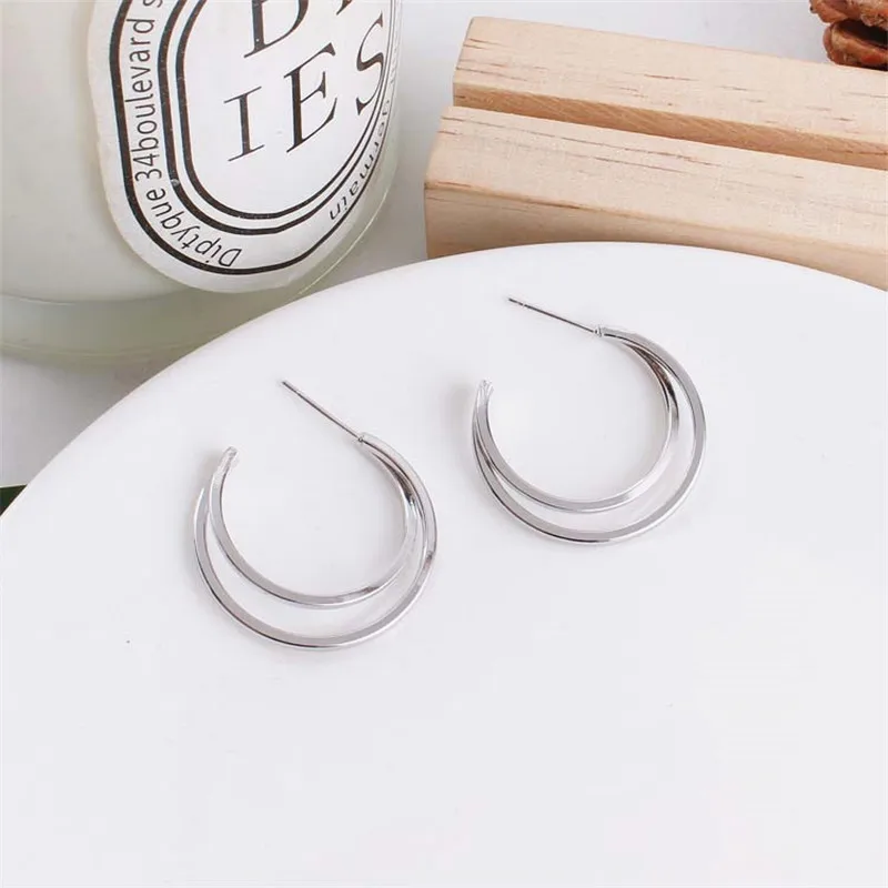 Простые серьги-гвоздики в форме Луны для женщин и девушек полукруглые полые