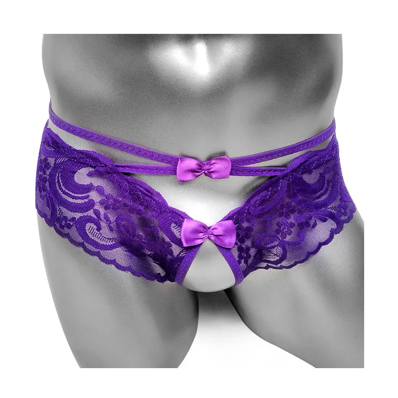 

Open Crotch Lace Transparent Thong Pantie for Sissy Men G String Underwear Fashion With Bow Sexy Lingerie Fetish for Gay Male