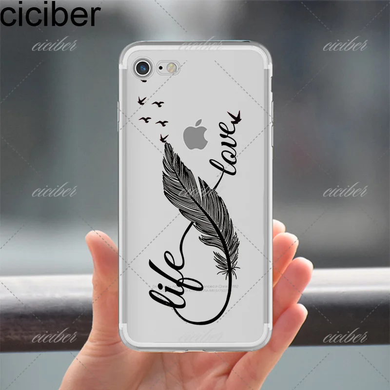 Ciciber цветной силиконовый чехол с перьями чайки для iPhone 11 Pro Max 6 6S 7 8 plus чехлы SE XR X XS
