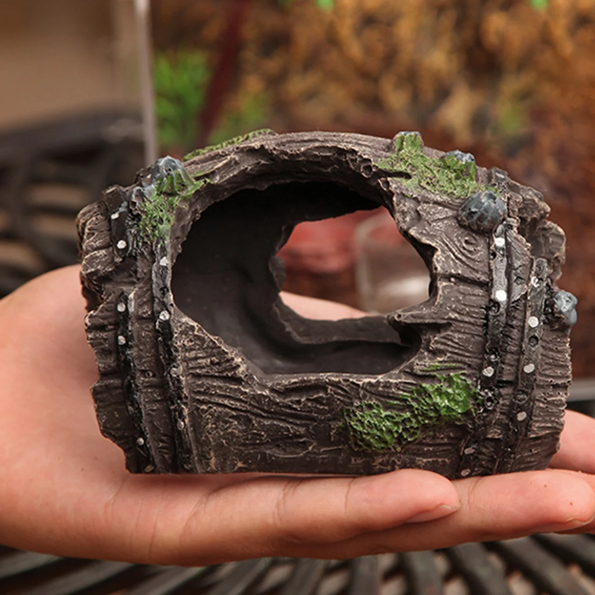 Античный декоративный бочонок для вина рептилии прячущаяся пещера полимерный