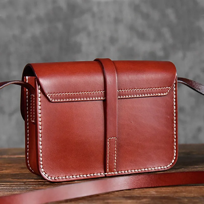 AETOO New top layer cowhide art girl shoulder bag vegetable tanned leather simple small square Japanese handmade | Багаж и сумки