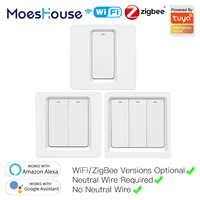 moeshouse wifi zigbee smart push button switch no neutral required 2mqtt setup tuya app control with alexa google home 23 way