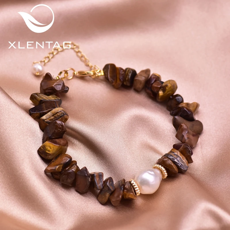 

XlentAg Natural Pearl Tiger's Eye Stone Charm Bracelet For Women Baby Party Gifts Boho Vintage Jewelry Women Accessories GB0201C