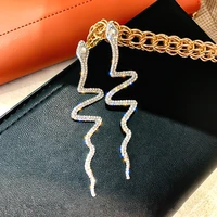 long tassel crystal drop earrings for women shiny snake shape rhinestone dangle earring weddings fashion jewelry gifts