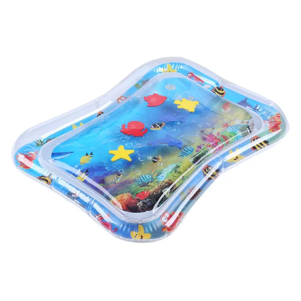 Baby Kids Inflatable Water Play Mat PVC Floating Fish Sea World Patted Pad Comfortable Cushion Tummy Time Playmats 66x50cm images - 6