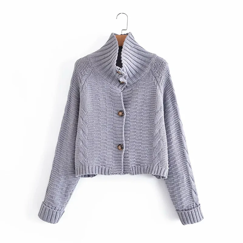 

Vogue Oversize Women Turtleneck Knitted Cardigan Tide Spring-autumn Fashion Ladies England Style Sweater Female Knitwear Top