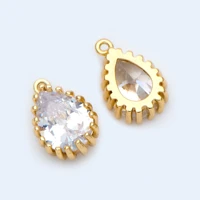 10pcs cz paved gold teardrop charms 11x7mm gold plated brass drop pendants clear cubic zirconia gb 1026 1