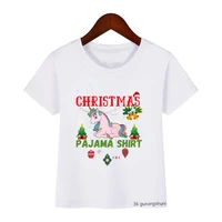 2021 hot sale children t shirt cartoon unicorn christmas print kids tshirt cute girlsboys t shirt christmas clothing tops