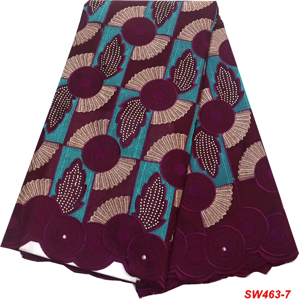 Высококачественная Африканская Хлопковая кружевная ткань с камнями швейцарская