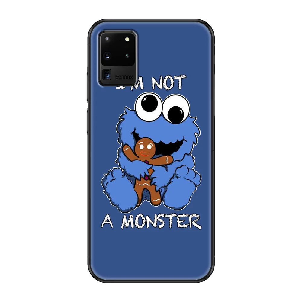 

Cartoon Cookie Monster Phone case For Samsung Galaxy S 3 4 5 6 7 8 9 10 E Plus Lite Edge black painting cover art waterproof 3D
