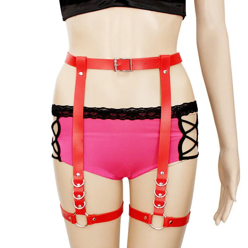 Ремень женский кожаный в стиле панк Готическая подвязка пояс со съемными