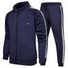 Мужской спортивный костюм-двойка с длинным рукавом, на молнии, с контрастным принтом, Модный повседневный спортивный костюм, 2021