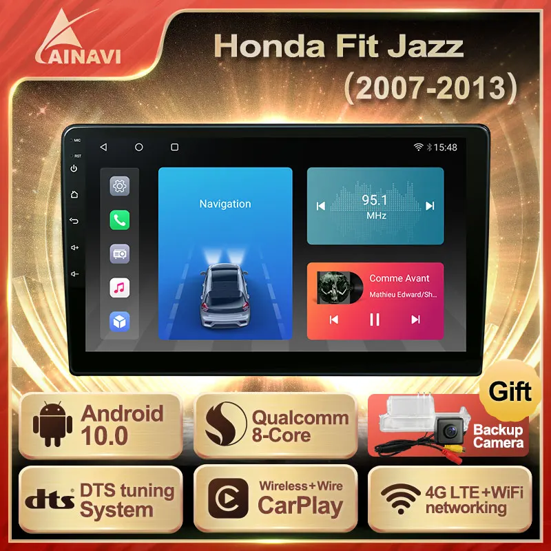 Автомобильный радиоприемник Android 10 0 QLED экран для Honda FIT JAZZ 2007 2013 авто стерео