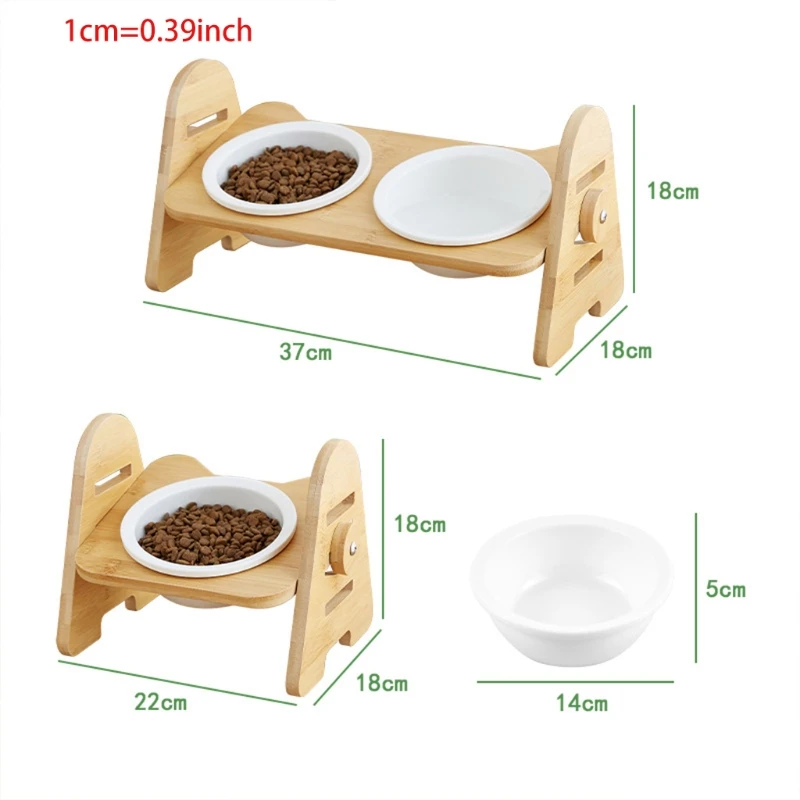 

Bowl With Elevated Stand Bamboo Framed Raised Bowls For Cats And Dogs With Adjustable And Anti-Slip Legs Include 2 Bowls