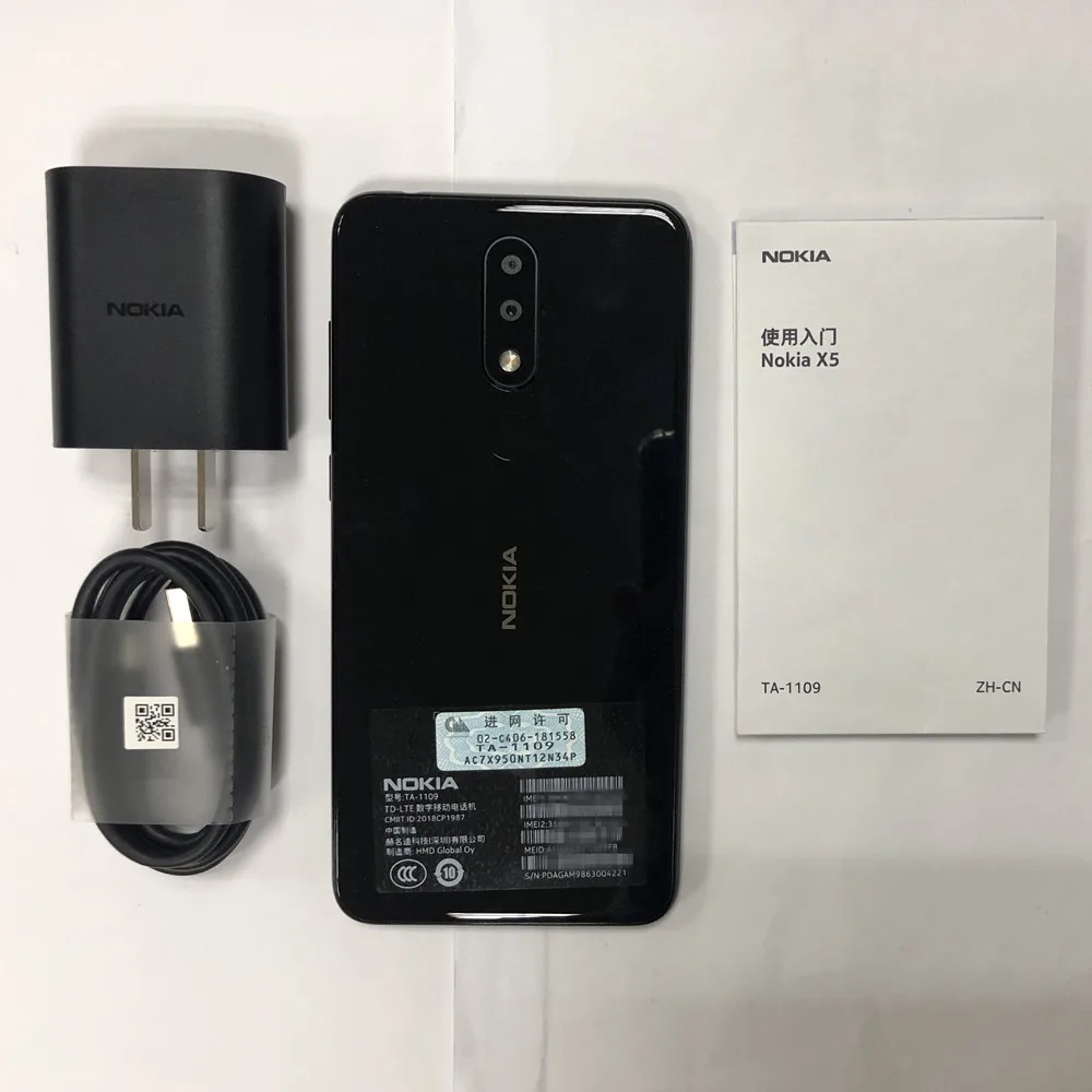 Смартфон Nokia X5 Android 9, 4 ГБ, 64 ГБ, 5,86 дюйма, Helio P60, Android 8, 3060 мА/ч, фронтальная, 8 Мп, задняя, 13 МП+ 5 МП, отпечаток пальца, мобильный телефон