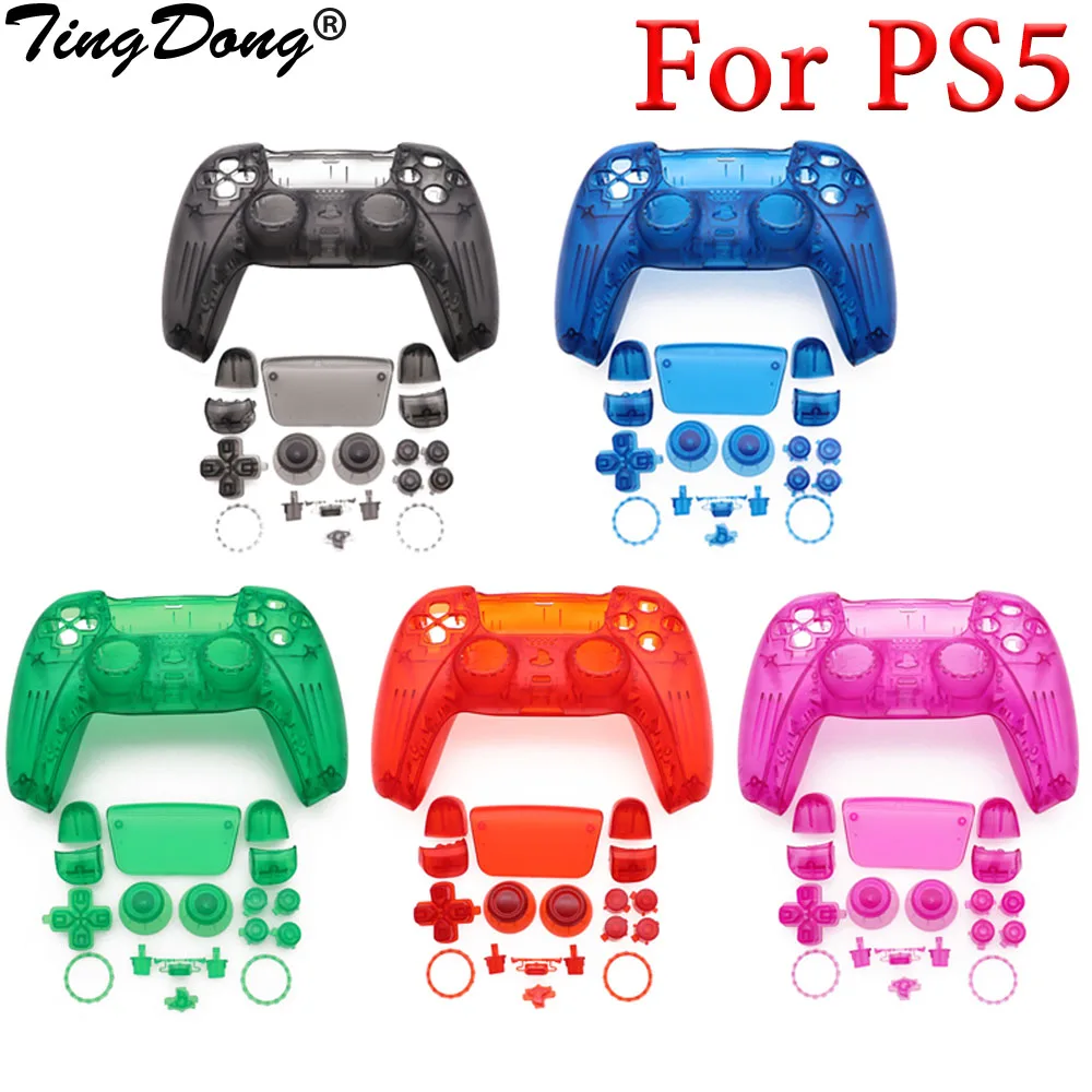 

1set Translucent colour Cover For Playstation5 Protective Shell Case Cover+Full set Button Key for PS5 Console Accessories
