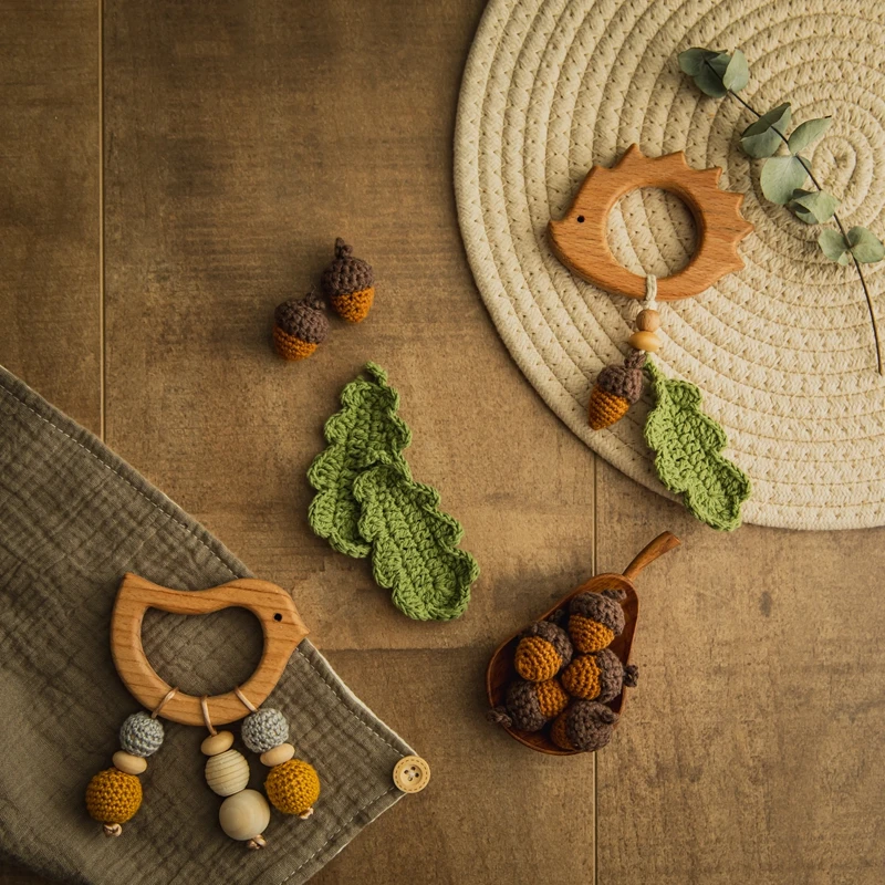 Деревянные бусины для прорезывания зубов 5 шт. деревянные вязания крючком