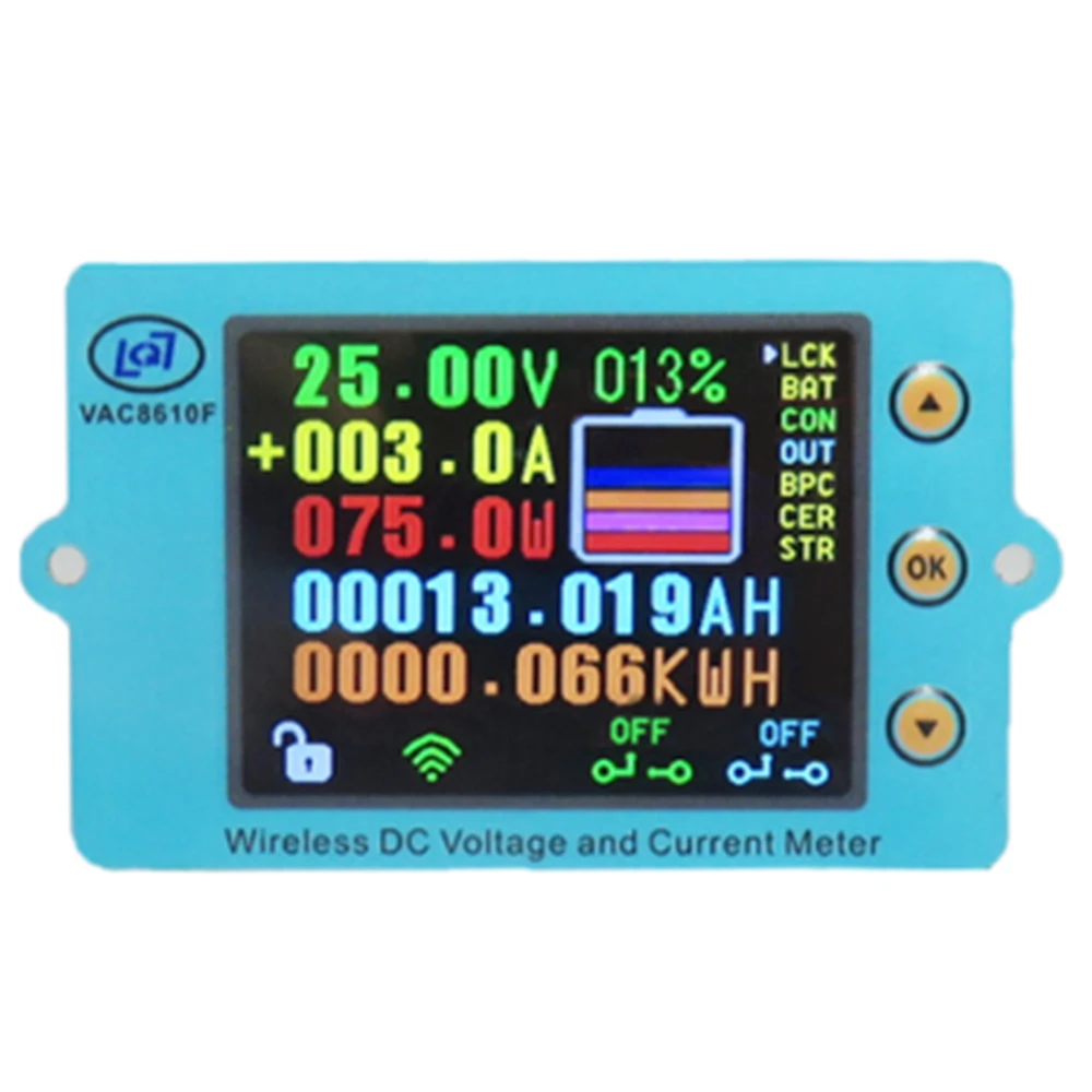 

2.4 Inch DC 500V 100A 200A 500A Wireless Voltage Meter Voltmeter Ammeter Solar Battery Charging Coulometer Capacity Power Tester