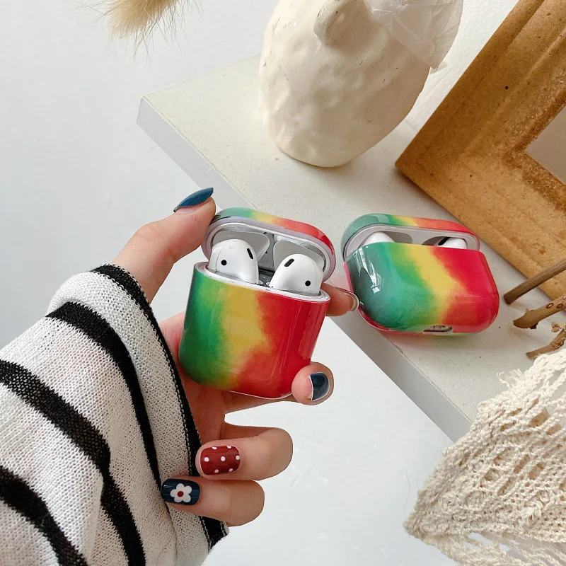 Радуга Цвета милые наушники чехол для Apple AirPods1/2/3 личность Беспроводной Bluetooth